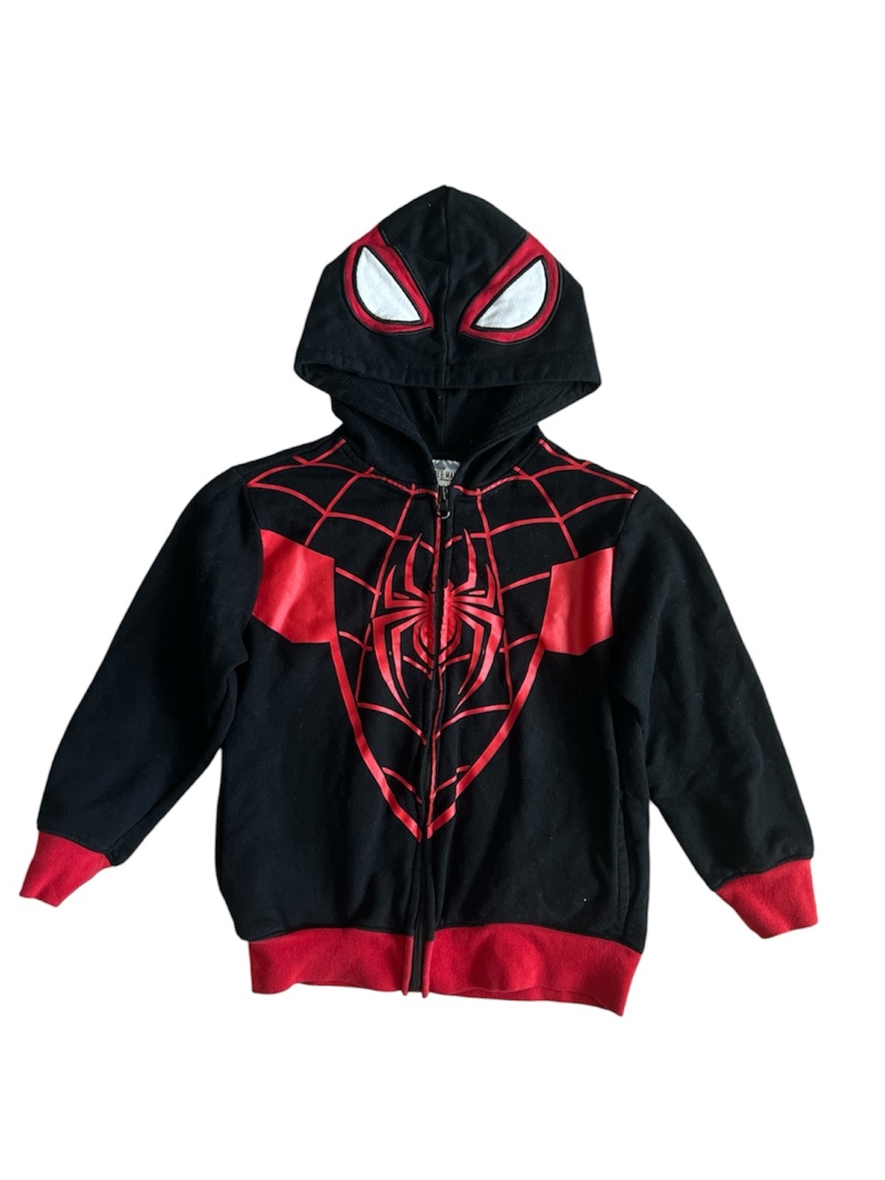 Marvel Black and Red Spider-Themed Kids Hooded Zip Jacket Size Small